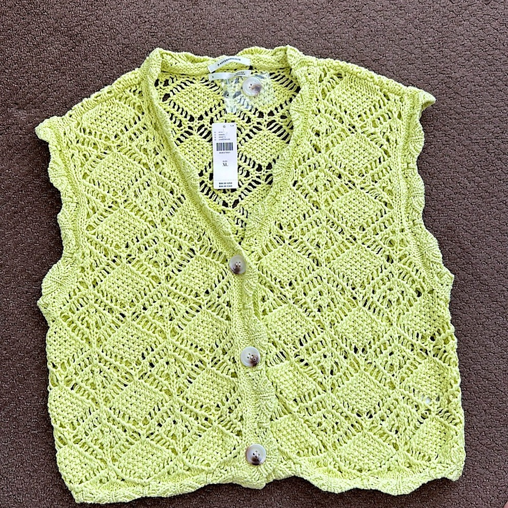 by Anthropologie Cropped Sweater Vest size XL